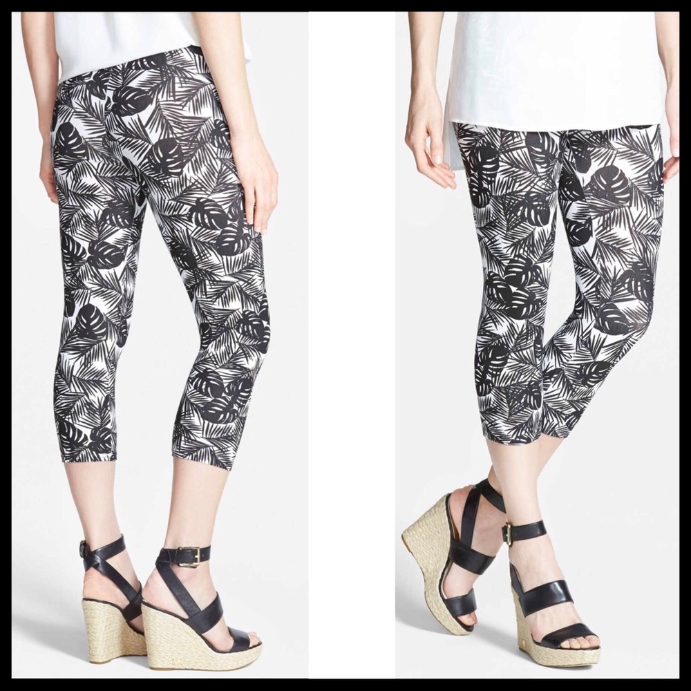 BLACK WHITE PRINT CAPRI CROP LEGGING A3C - Picture 2 of 7